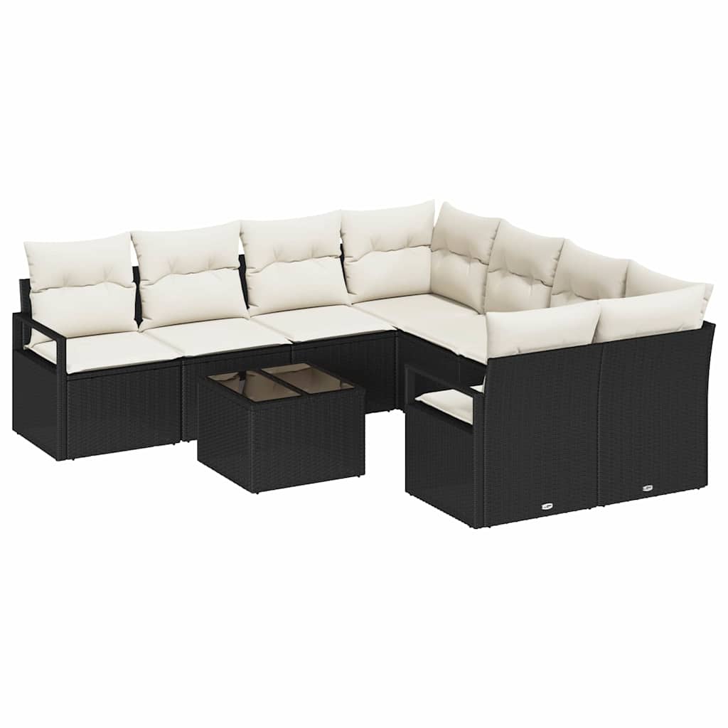 Set sofe s jastukom 9 pcs Crna i Krema poliratan