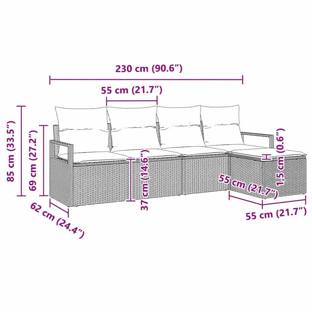 Set sofe 5 pcs Crna poliratan
