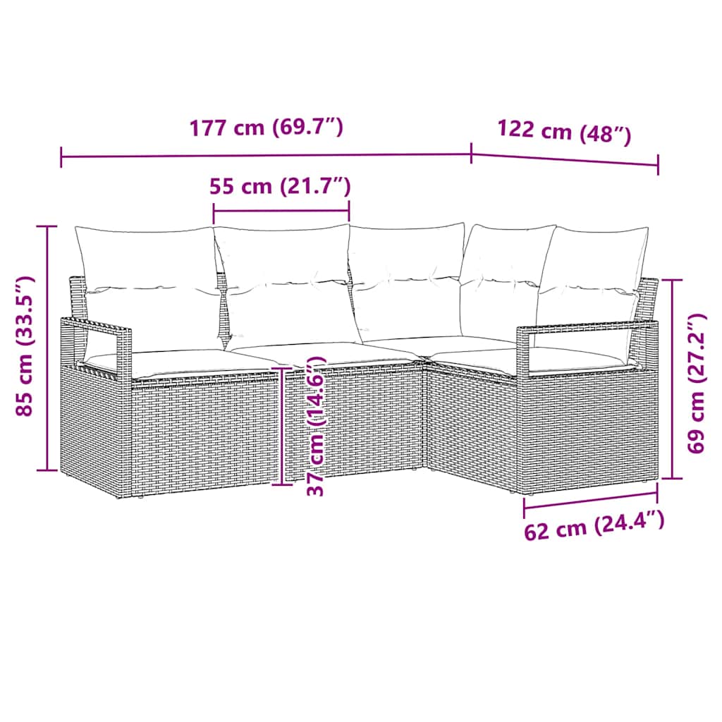 Set sofe 4 pcs Crna poliratan