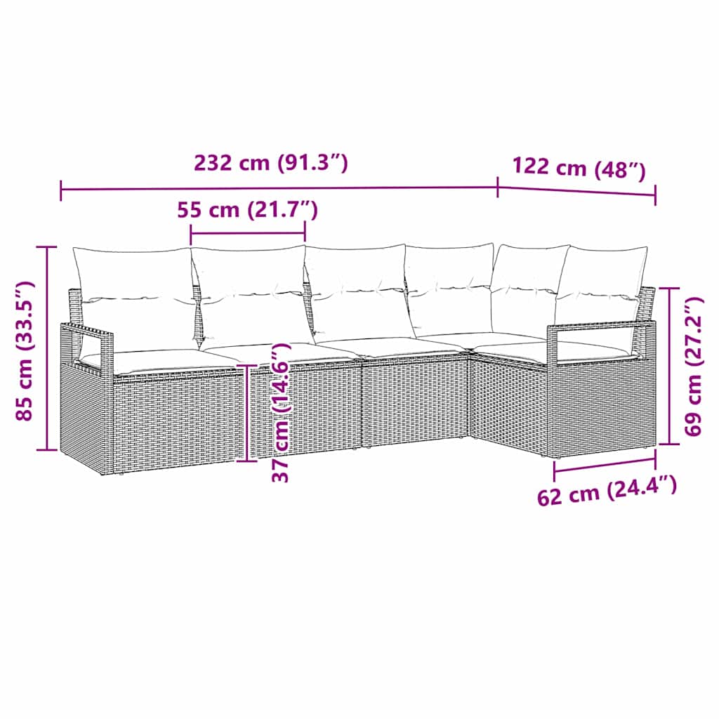 Set sofe 5 pcs Crna poliratan