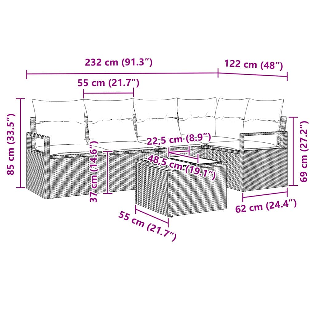 Set sofe 6 pcs Bež poliratan