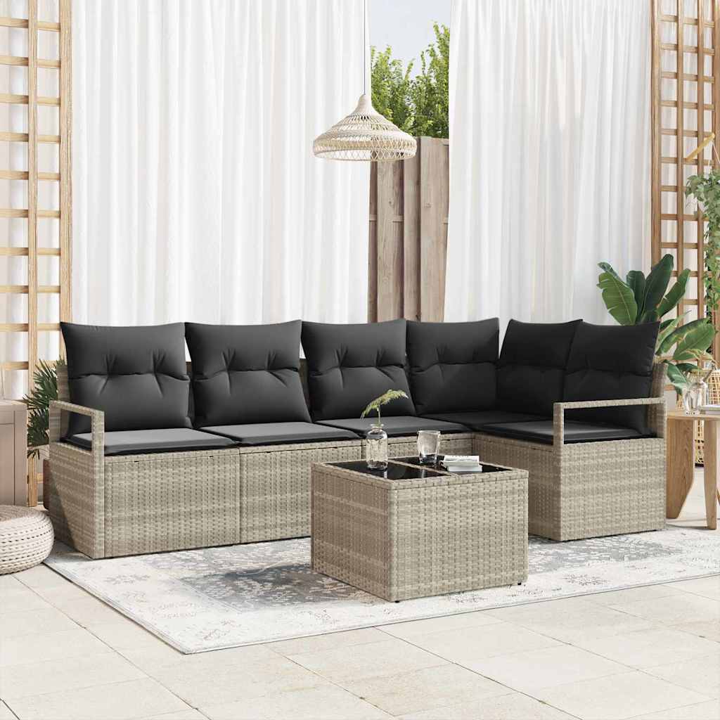 Set sofe s jastukom 6 pcs Svijetlo siva poliratan