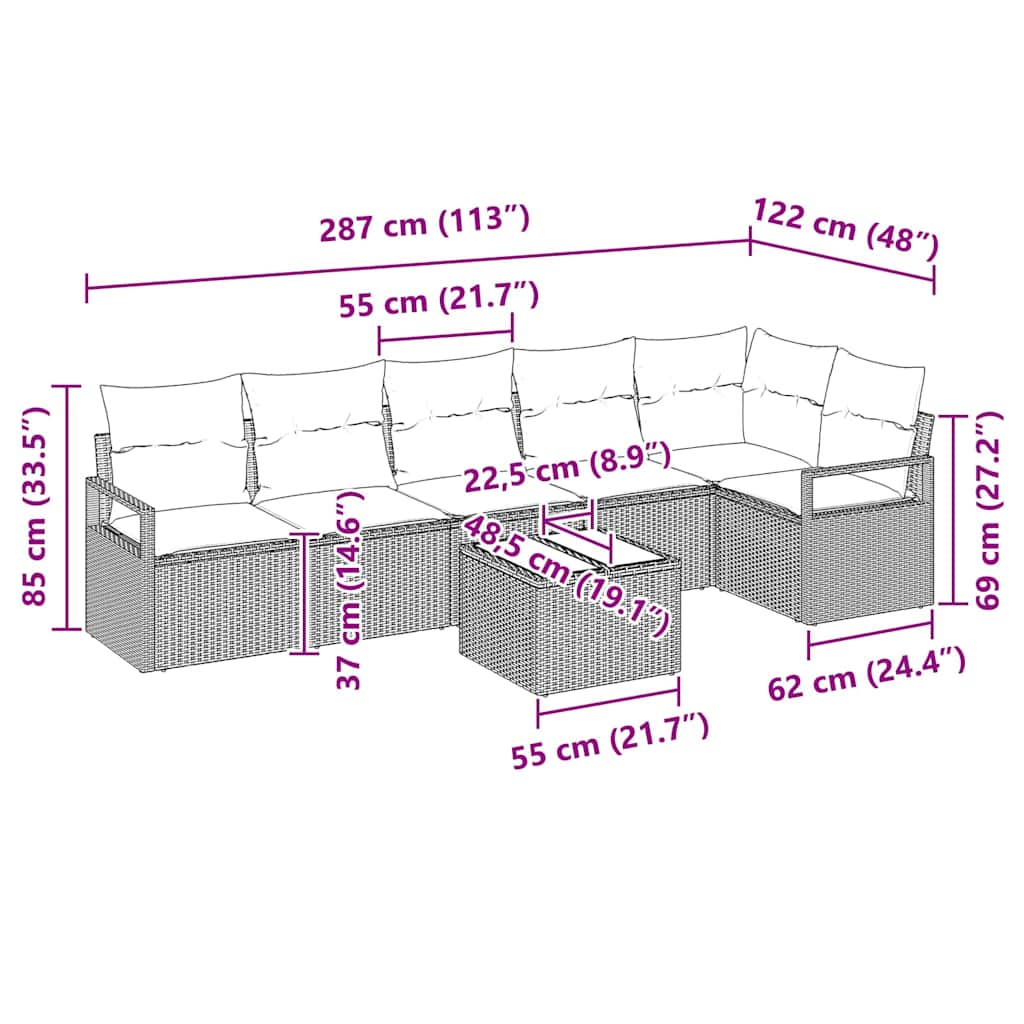 Set sofe s jastukom 7 pcs Crna poliratan