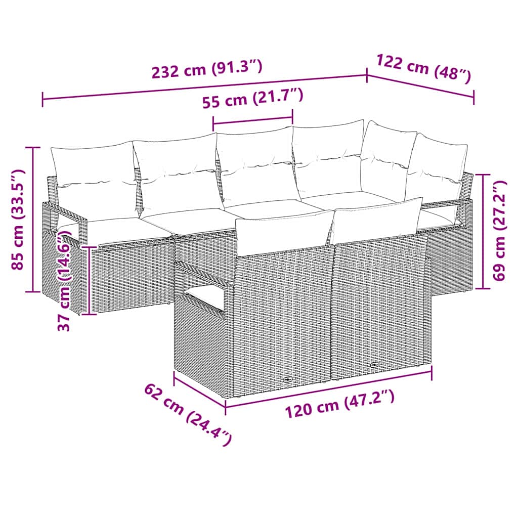 Set sofe 7 pcs Bež poliratan
