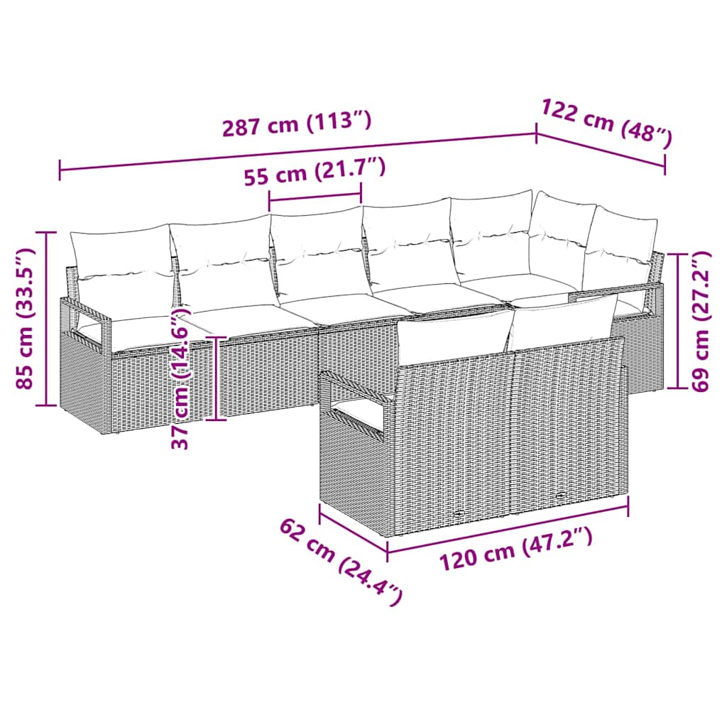 Set sofe 8 pcs Bež poliratan