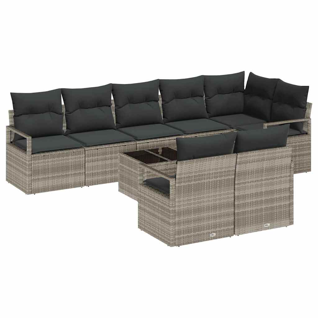 Set sofe s jastukom 9 pcs Svijetlo siva poliratan
