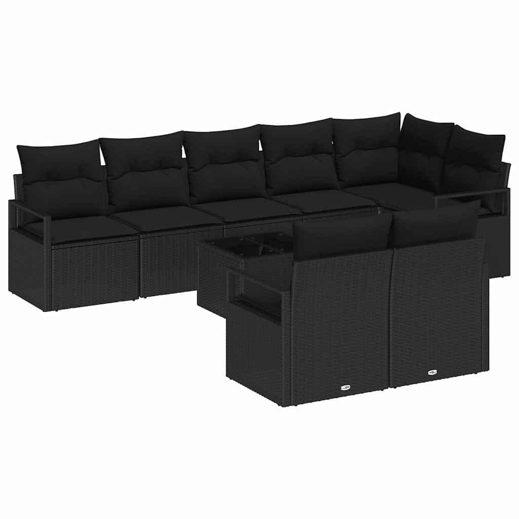 Set sofe s jastukom 9 pcs Crna poliratan