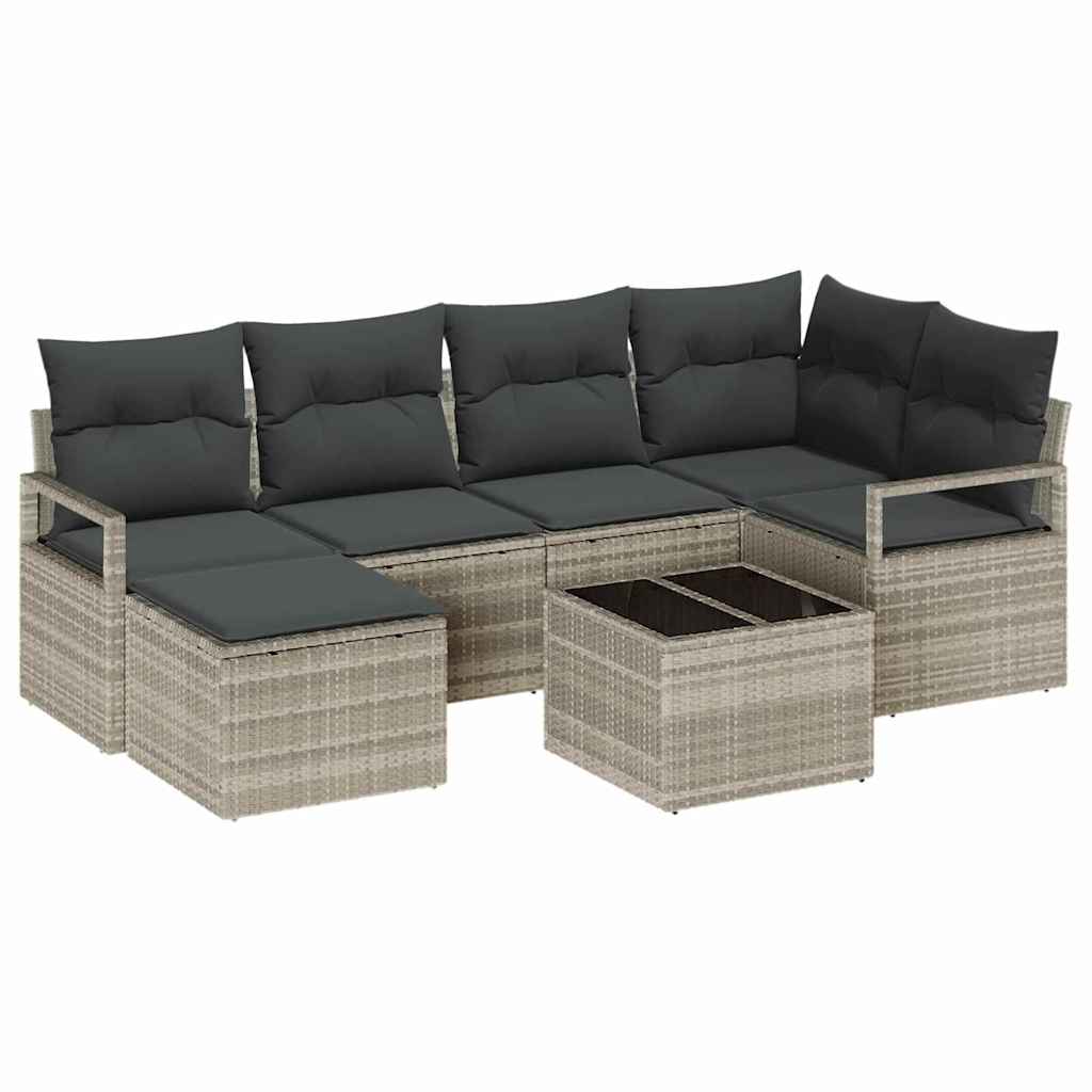 Set sofe 7 pcs Svjetlosiva poliratan