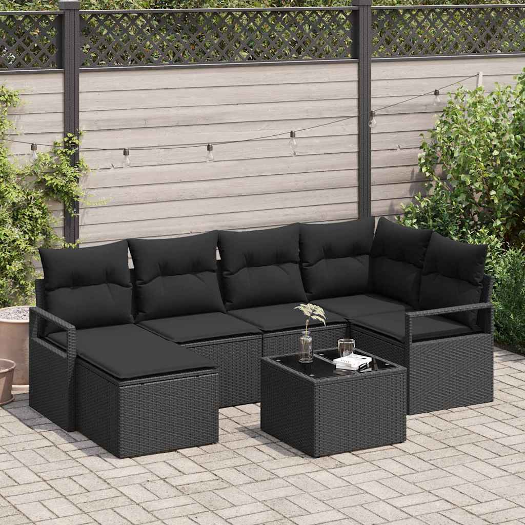 Set sofe s jastukom 7 pcs Crna poliratan
