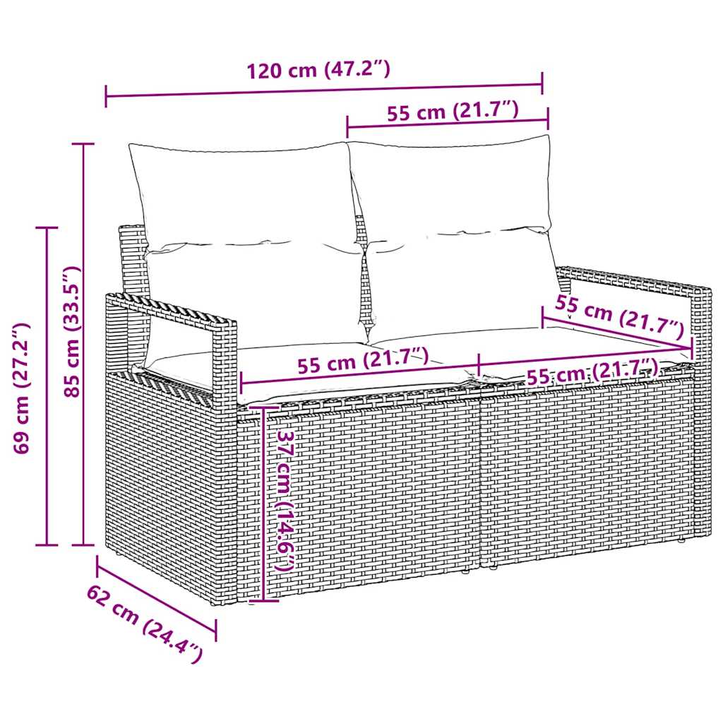 Set sofe s jastukom 7 pcs Crna poliratan