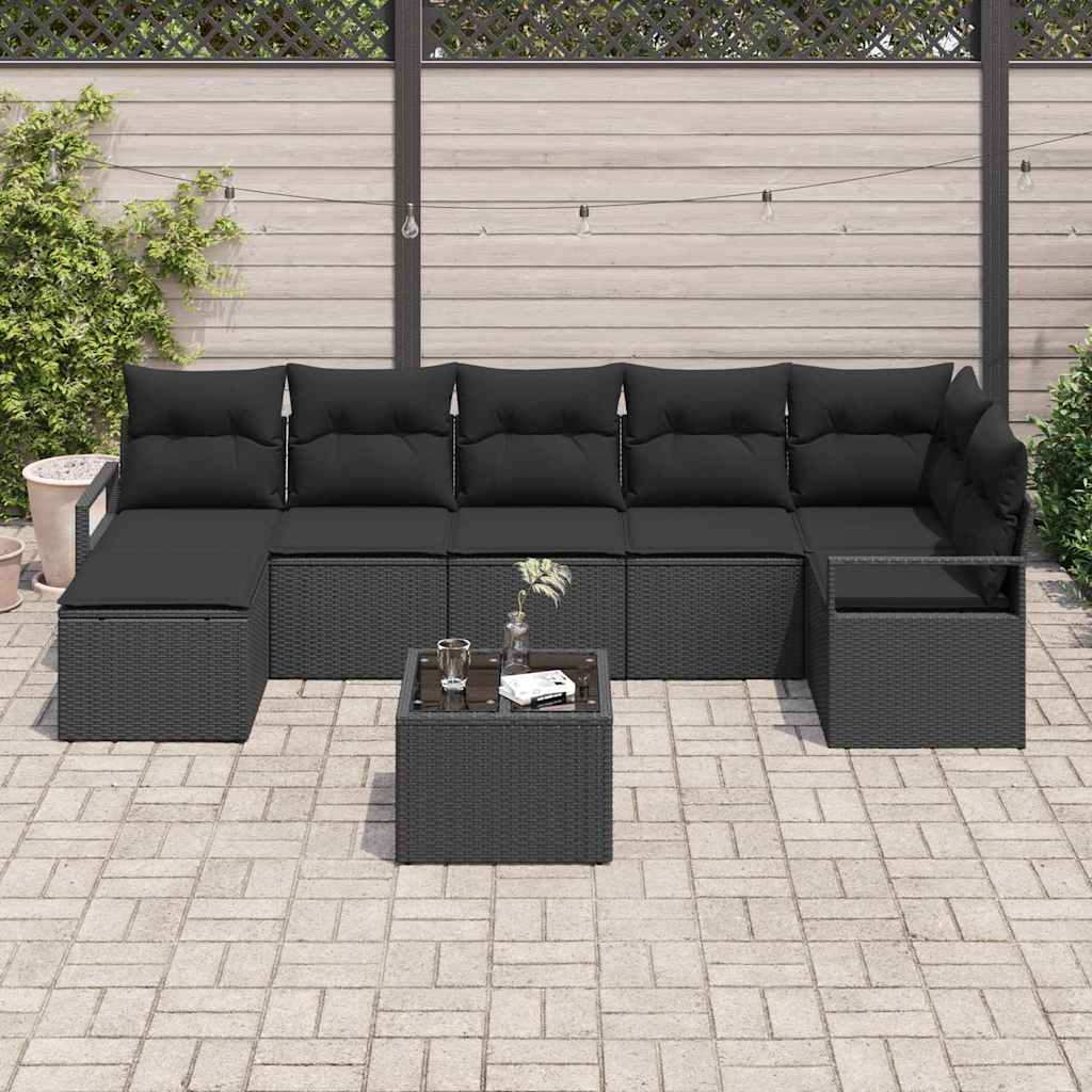 Set sofe s jastukom 8 pcs Crna poliratan