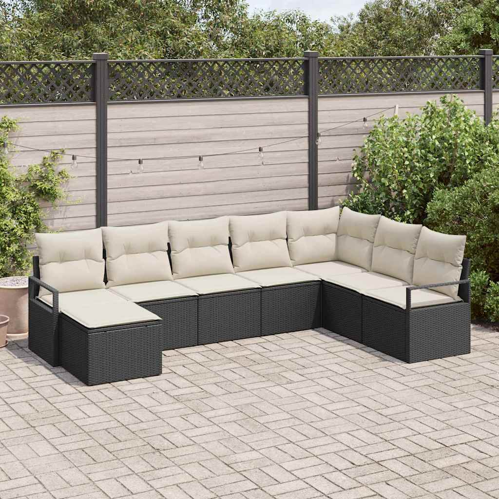 Set sofe s jastukom 8 pcs Crna poliratan