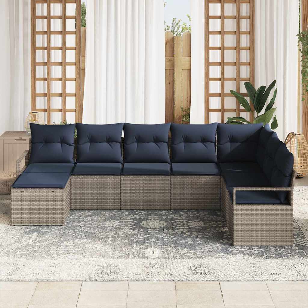 Set sofe 8 kom. Siva poliratan 287 x 177 x 85 cm