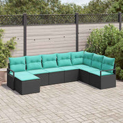 Set sofe 8 kom. Crna poliratan 287 x 177 x 85 cm