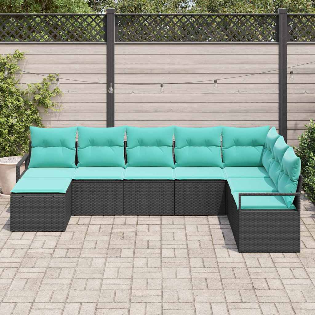 Set sofe 8 kom. Crna poliratan 287 x 177 x 85 cm