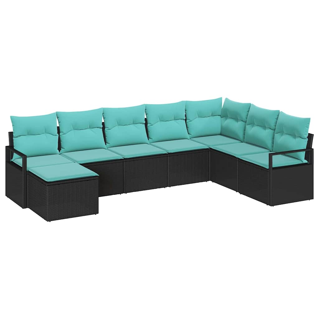Set sofe 8 kom. Crna poliratan 287 x 177 x 85 cm