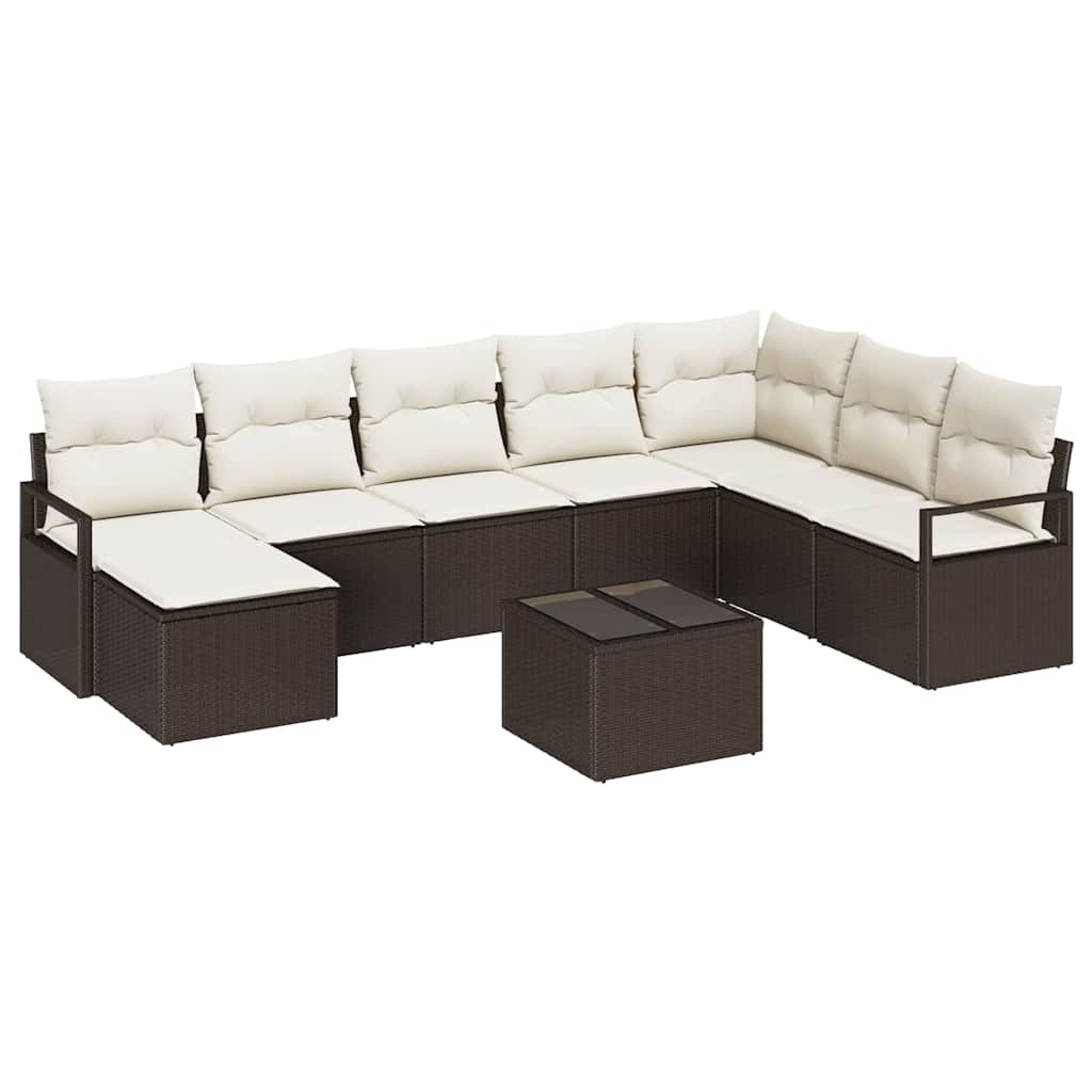 Set sofe s jastukom 9 pcs Smeđa poliratan
