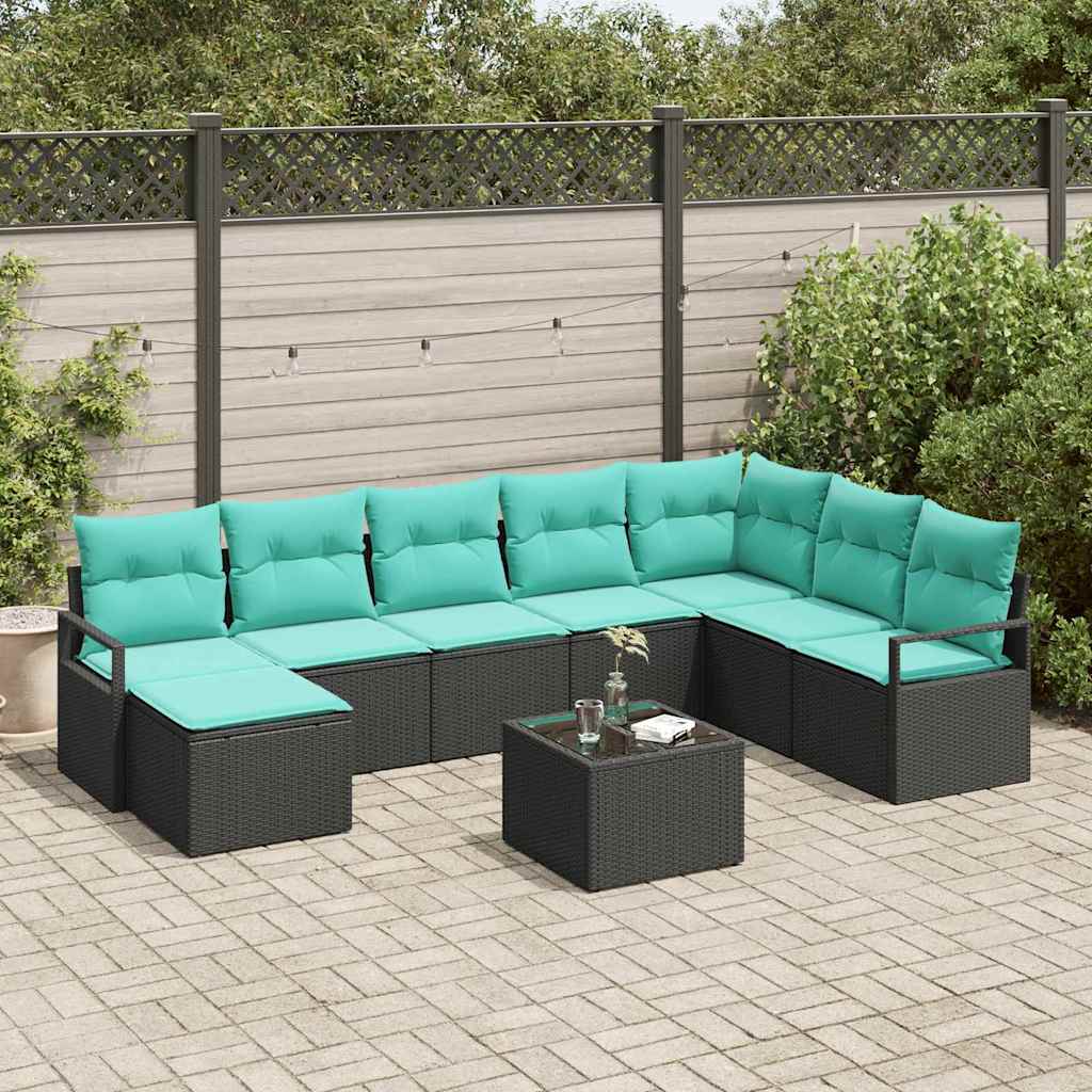 Set sofe s jastukom 9 pcs Crna poliratan