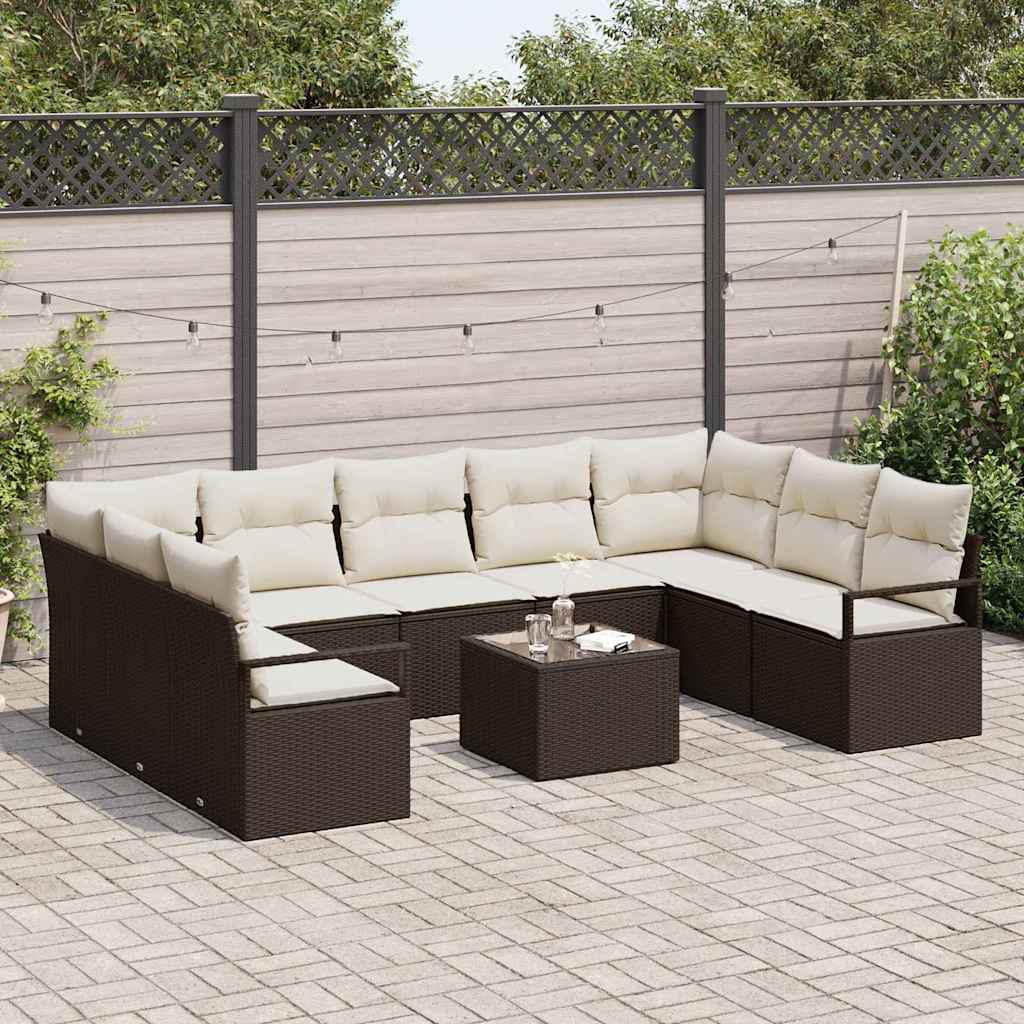 Set sofe s jastukom 10 pcs Smeđa poliratan