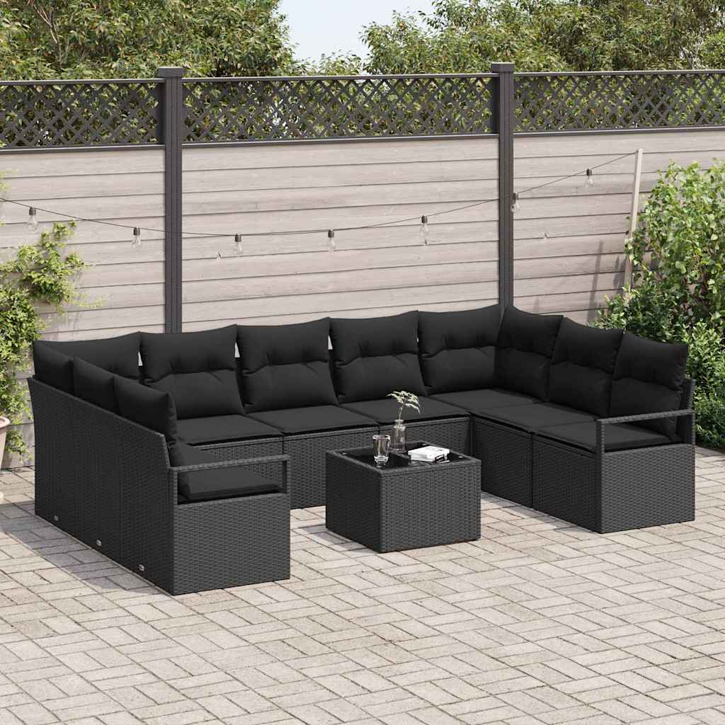 Set sofe s jastukom 10 pcs Crna poliratan