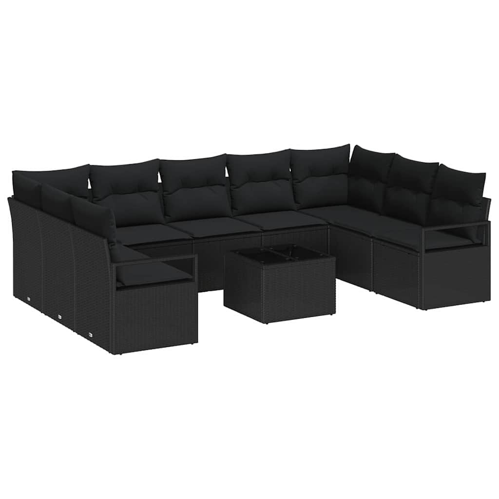 Set sofe s jastukom 10 pcs Crna poliratan
