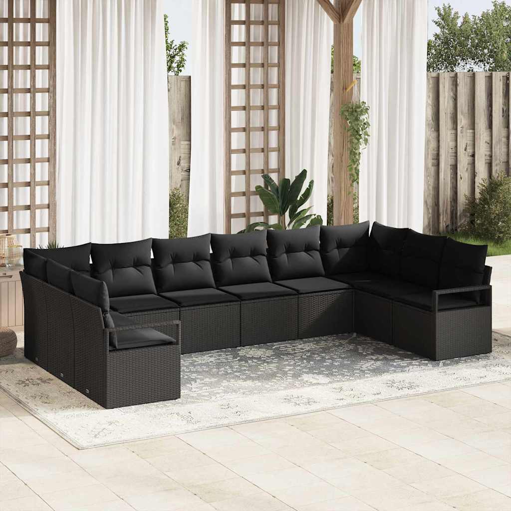 Set sofe 10 kom. Crna poliratan 344 x 177 x 85 cm