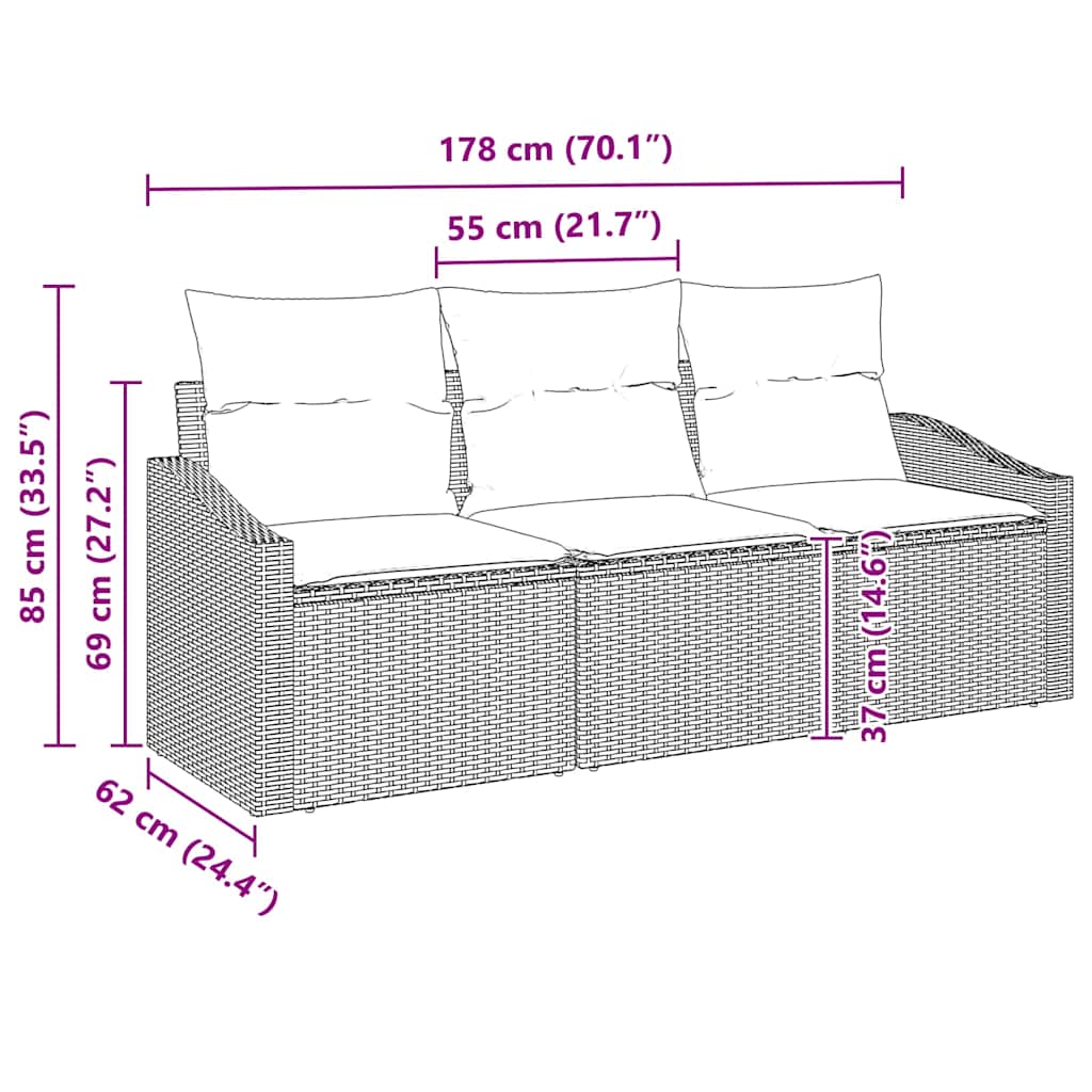 Set sofe s jastukom 3 pcs Svjetlosiva poliratan