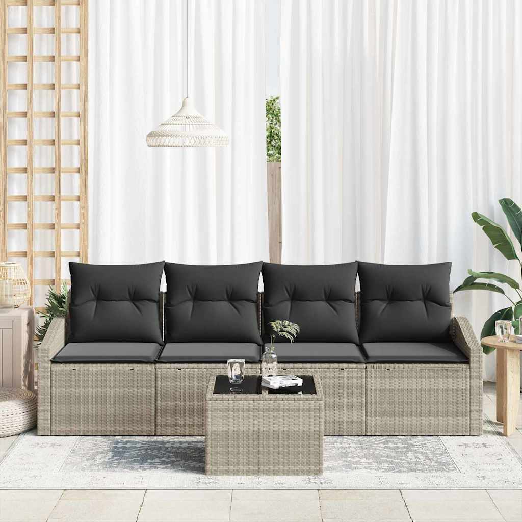 Set sofe s jastukom s jastukom 5 pcs Svijetlo siva poliratan