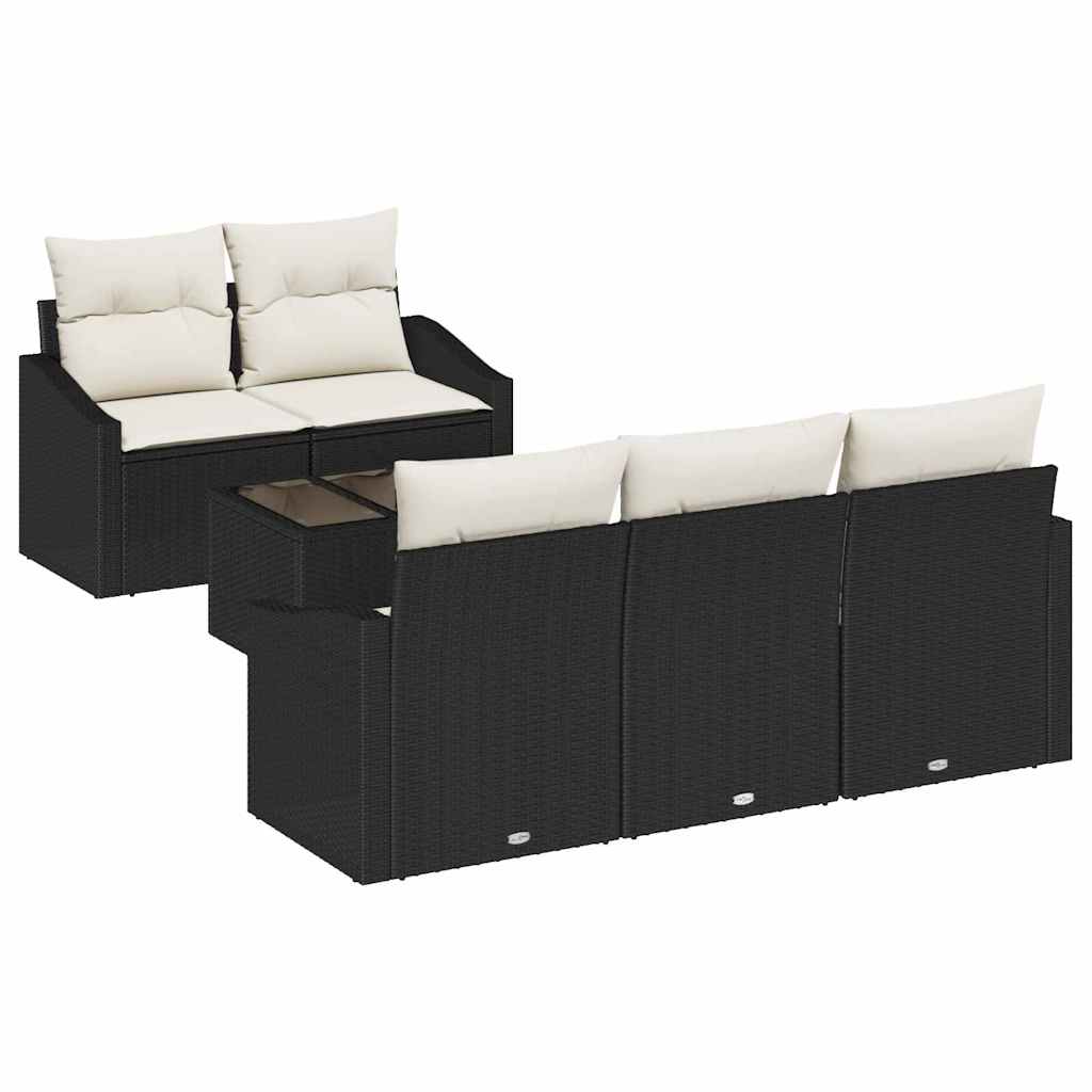 Set sofe s jastukom s jastukom 6 pcs Crna i Krema poliratan