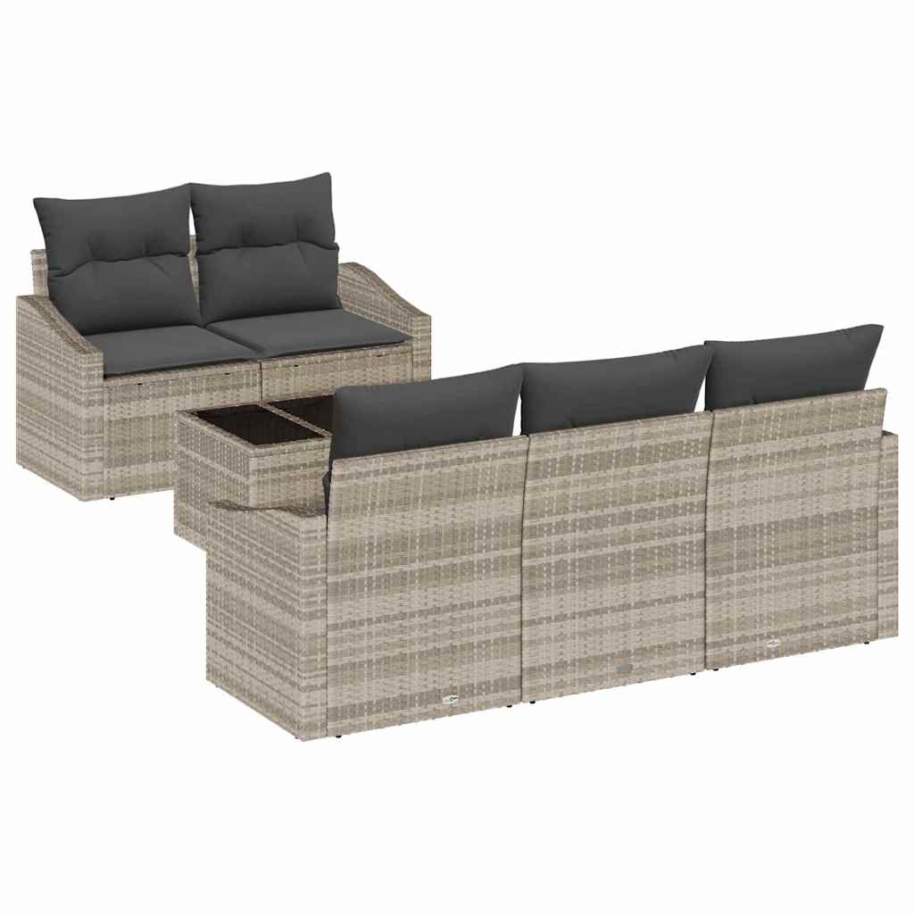 Set sofe s jastukom s jastukom 6 pcs Svijetlo siva poliratan