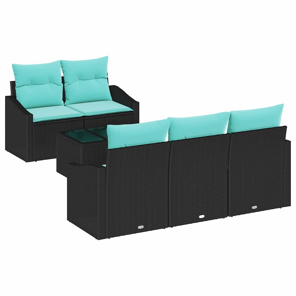Set sofe s jastukom s jastukom 6 pcs Crna i turkizna poliratan