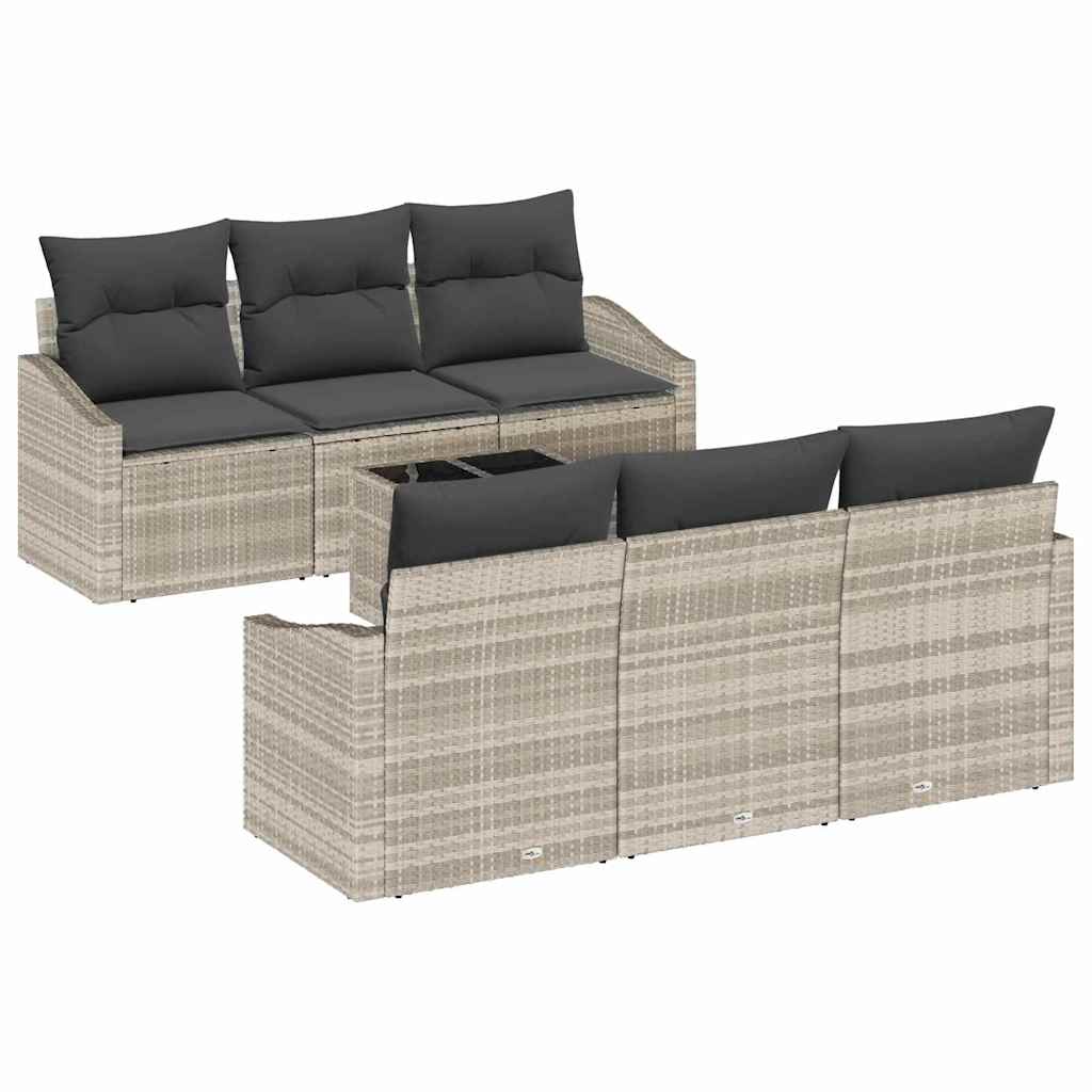 Set sofe s jastukom s jastukom 7 pcs Svijetlo siva poliratan