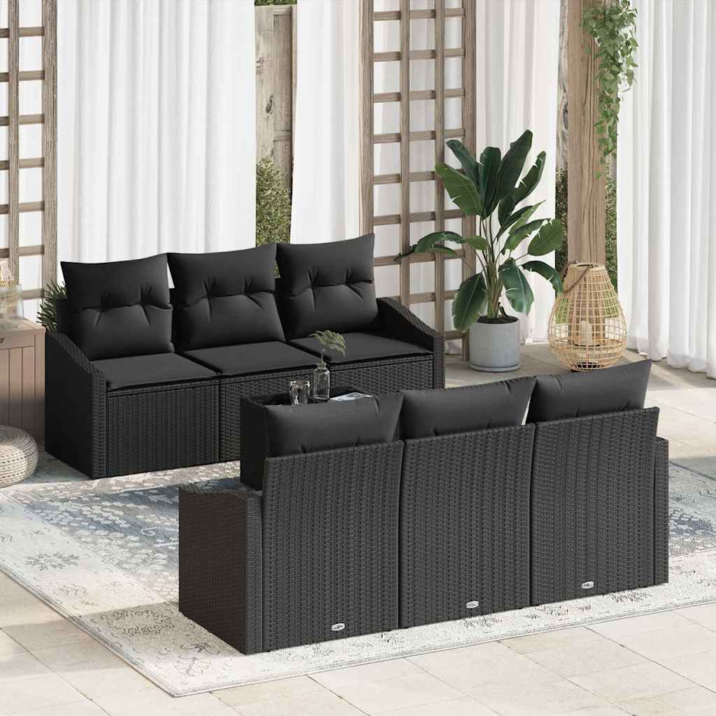 Set sofe s jastukom s jastukom 7 pcs Crna poliratan