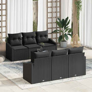 Set sofe s jastukom s jastukom 7 pcs Crna poliratan