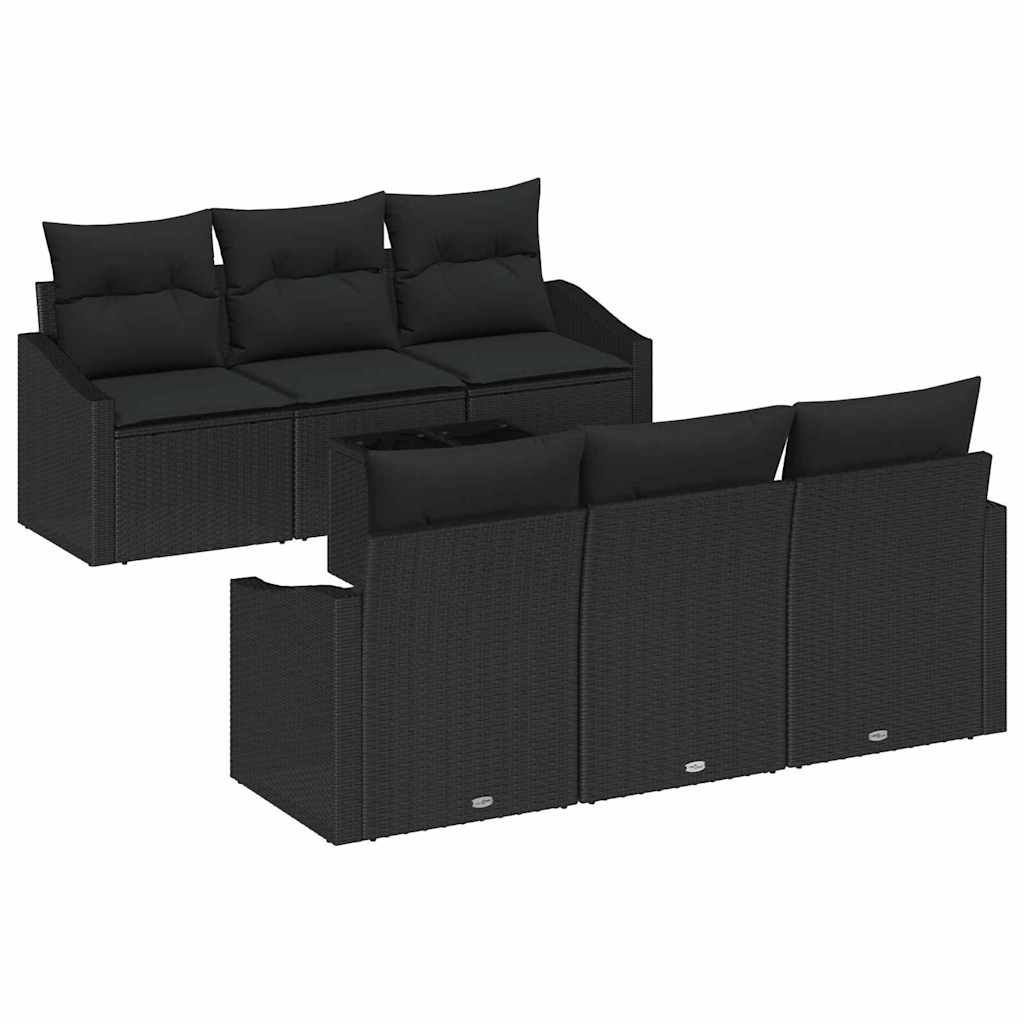 Set sofe s jastukom s jastukom 7 pcs Crna poliratan