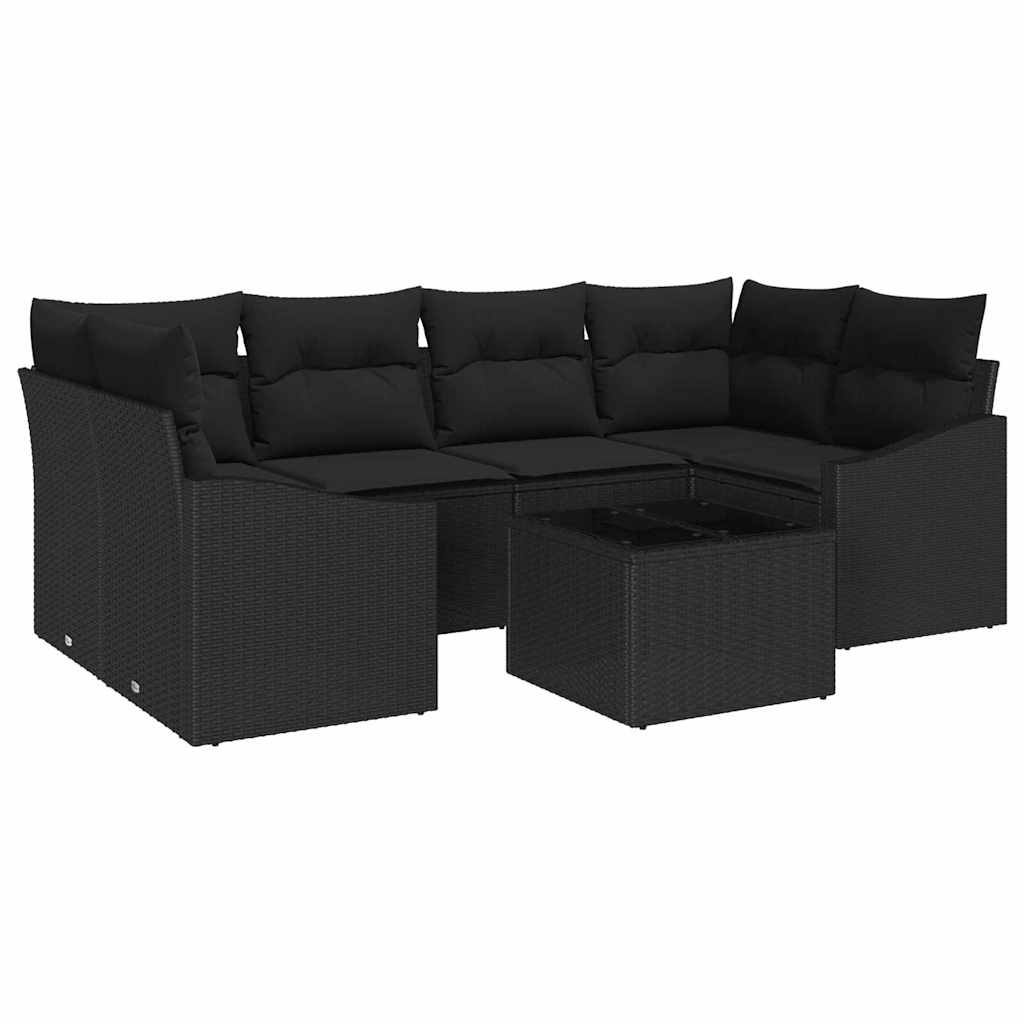 Set sofe s jastukom s jastukom 7 pcs Crna poliratan