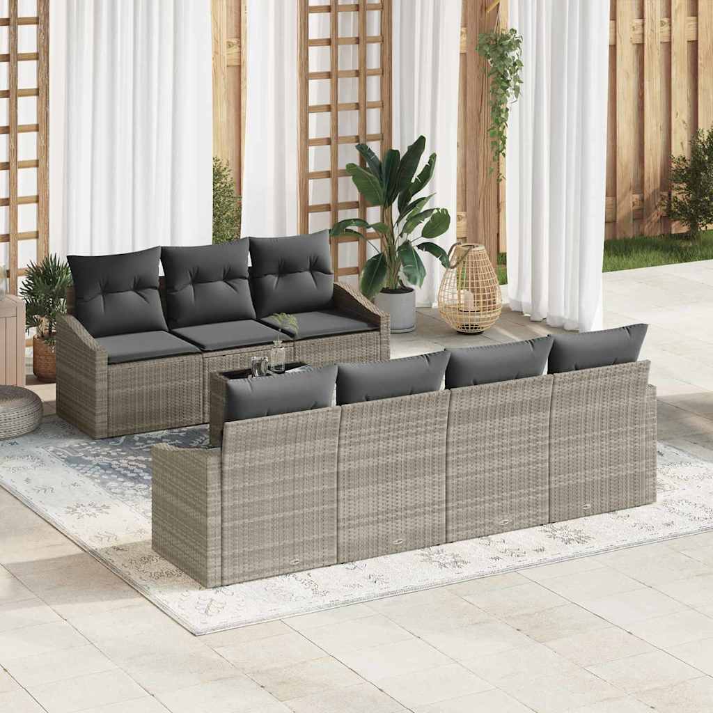 Set sofe s jastukom s jastukom 8 pcs Svijetlo siva poliratan