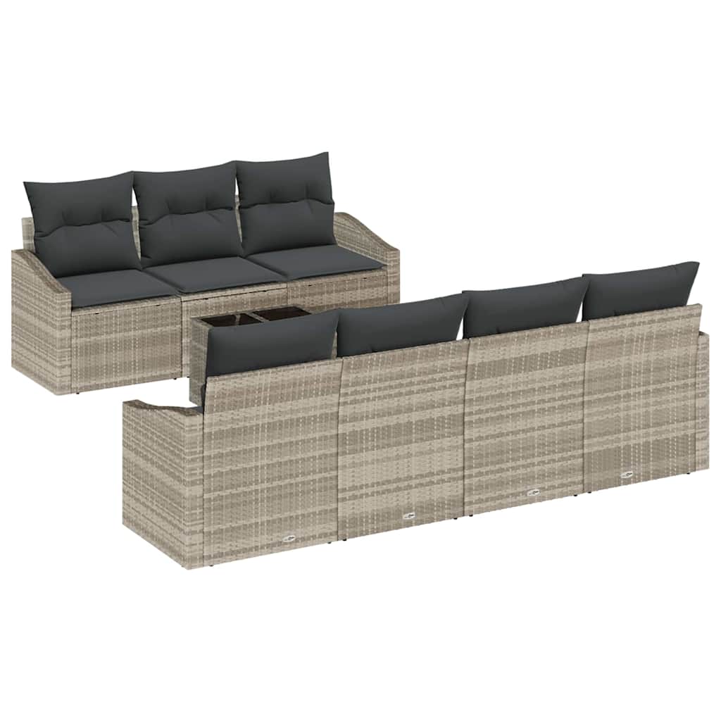 Set sofe s jastukom s jastukom 8 pcs Svijetlo siva poliratan