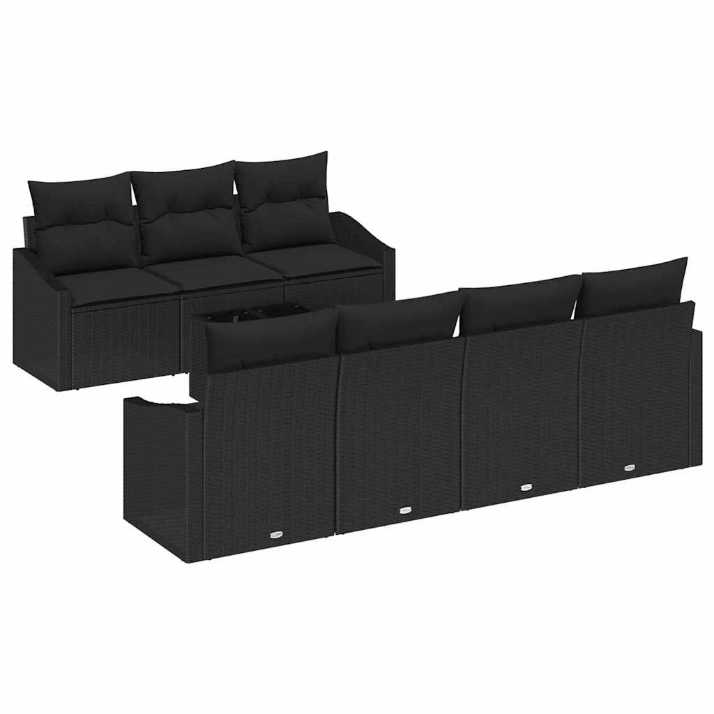 Set sofe s jastukom s jastukom 8 pcs Crna poliratan