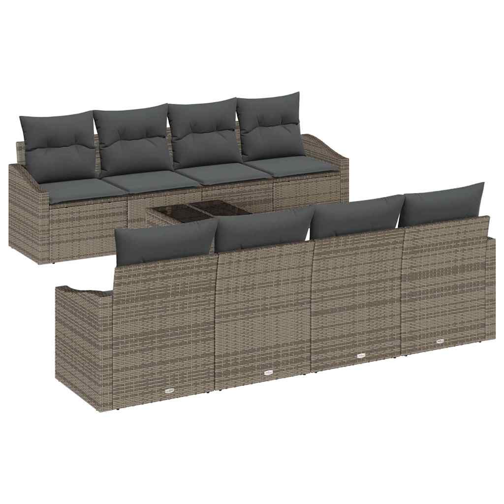 Set sofe s jastukom s jastukom 9 pcs Siva poliratan