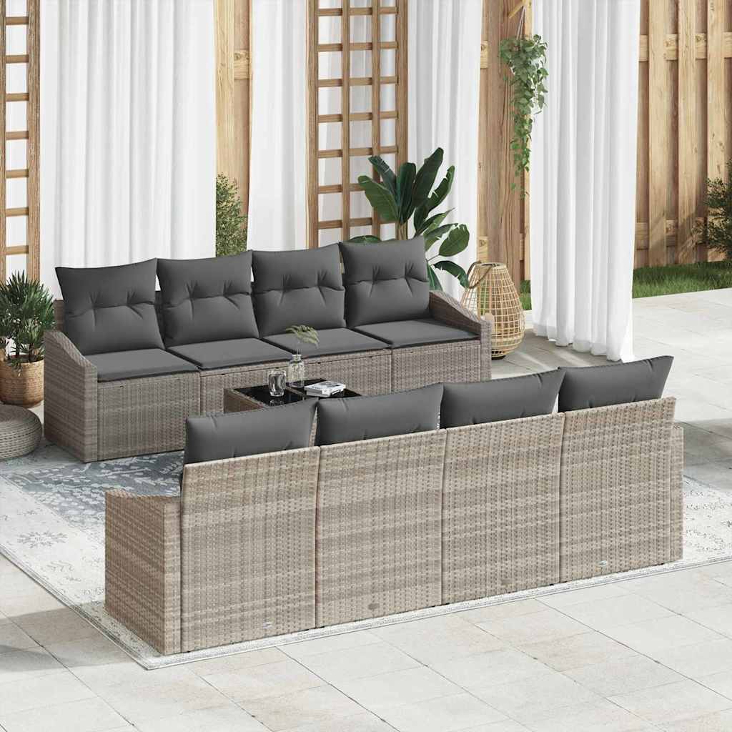 Set sofe s jastukom s jastukom 9 pcs Svijetlo siva poliratan