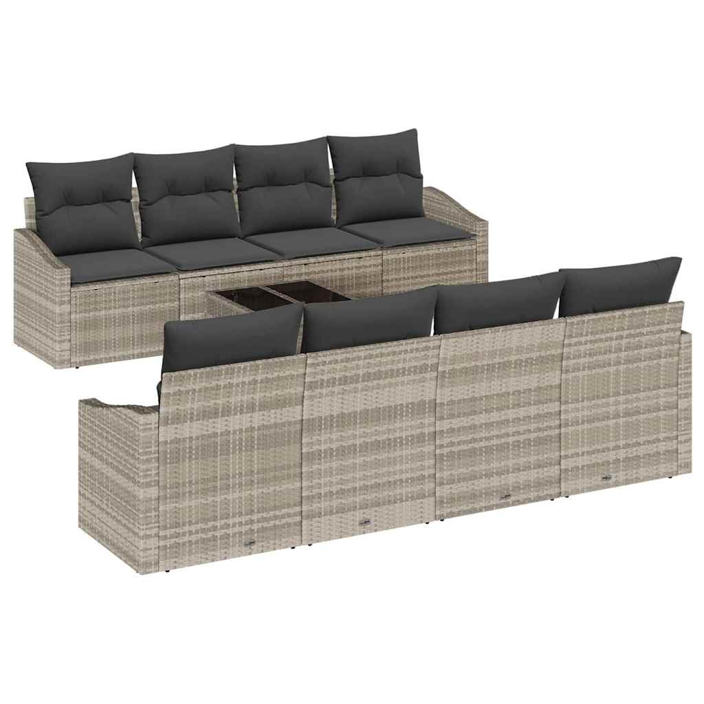 Set sofe s jastukom s jastukom 9 pcs Svijetlo siva poliratan
