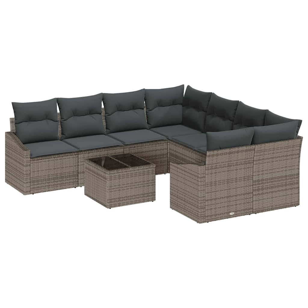 Set sofe s jastukom s jastukom 9 pcs Siva poliratan
