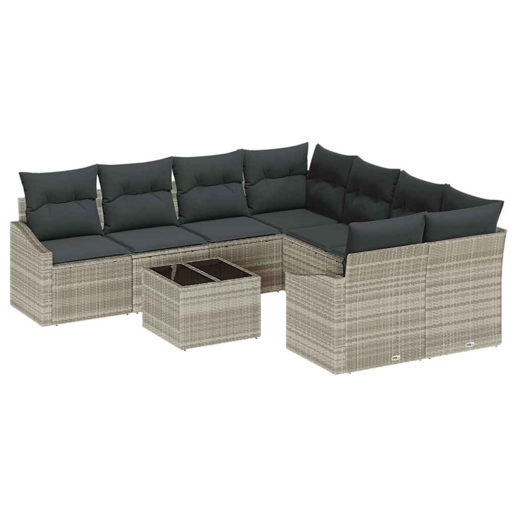 Set sofe s jastukom s jastukom 9 pcs Svijetlo siva poliratan