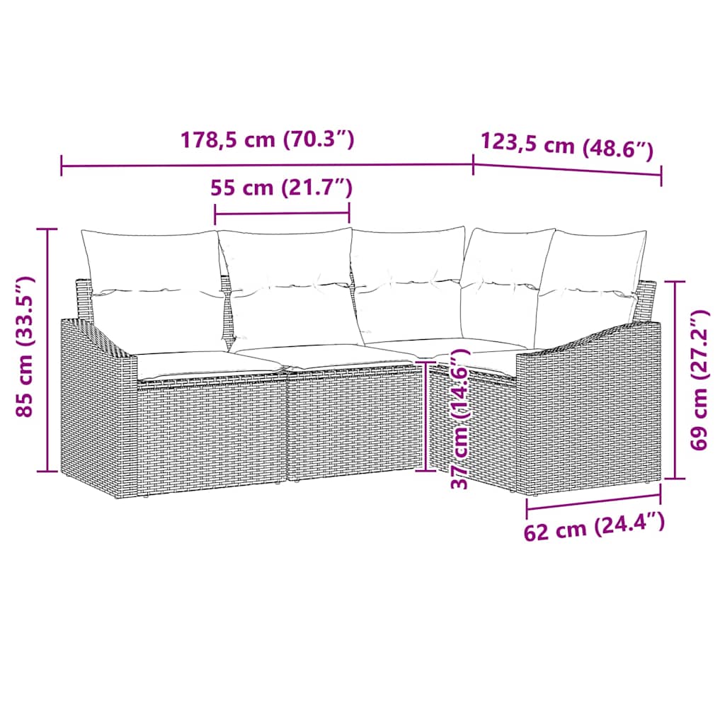 Set sofe s jastukom 4 pcs Smeđa poliratan