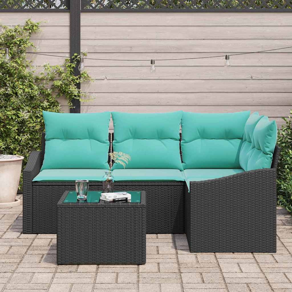 Set sofe 5 kom. Crna poliratan 178,5 x 123,5 x 85 cm
