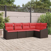 Set sofe 5 kom. Smeđa poliratan 233,5 x 123,5 x 85 cm
