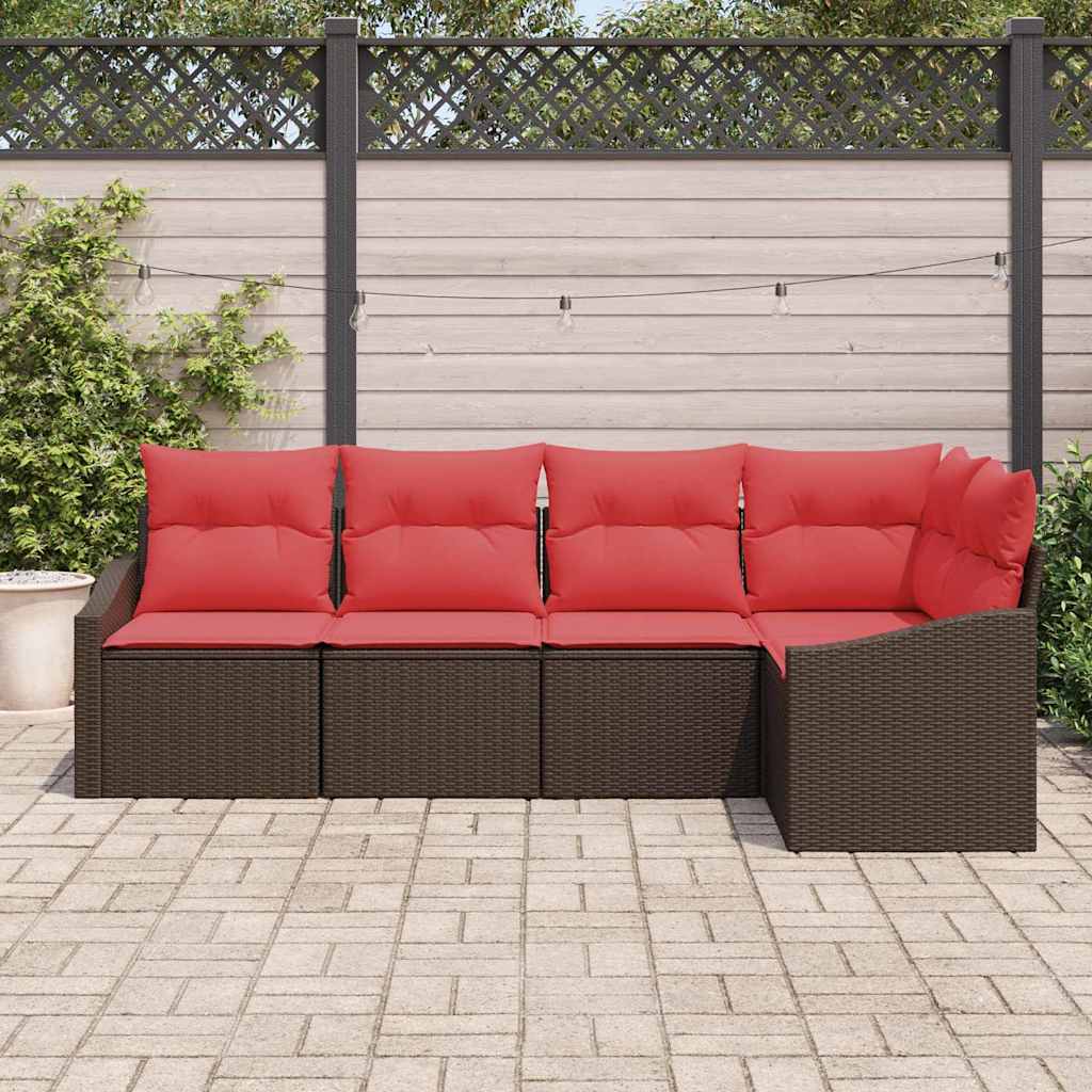 Set sofe 5 kom. Smeđa poliratan 233,5 x 123,5 x 85 cm