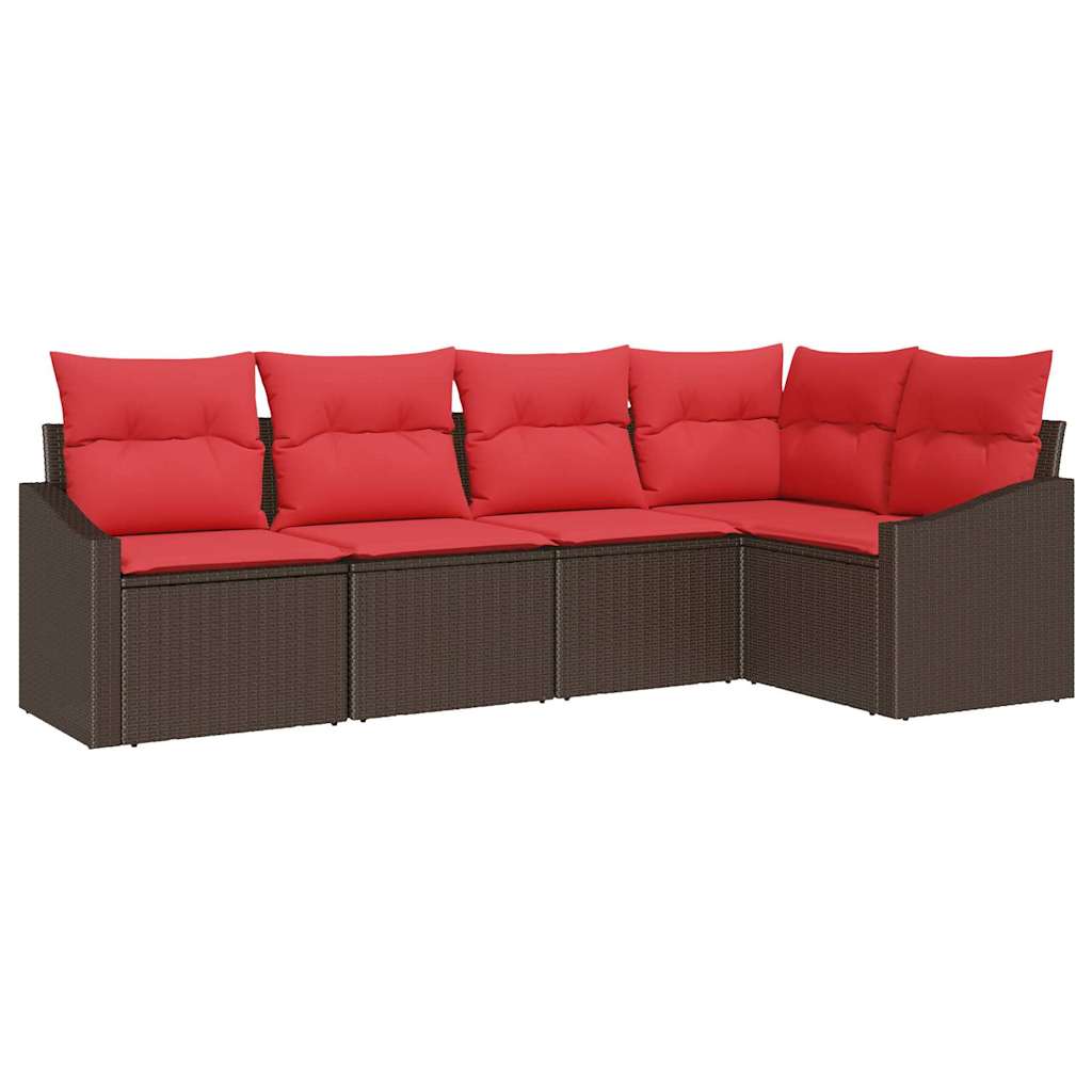 Set sofe 5 kom. Smeđa poliratan 233,5 x 123,5 x 85 cm