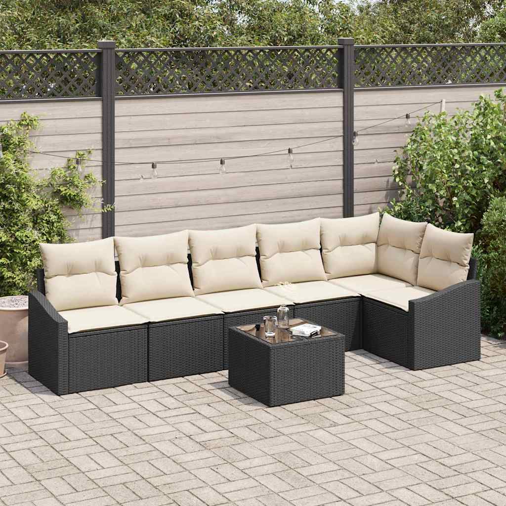 Set sofe 7 kom. Crna poliratan 288,5 x 123,5 x 85 cm